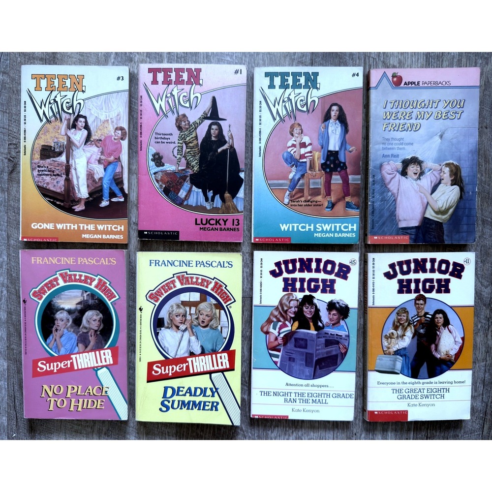 8 Vintage 1980's Paperback Girls Lot Teen Witch, Clover Valley High, Junior High